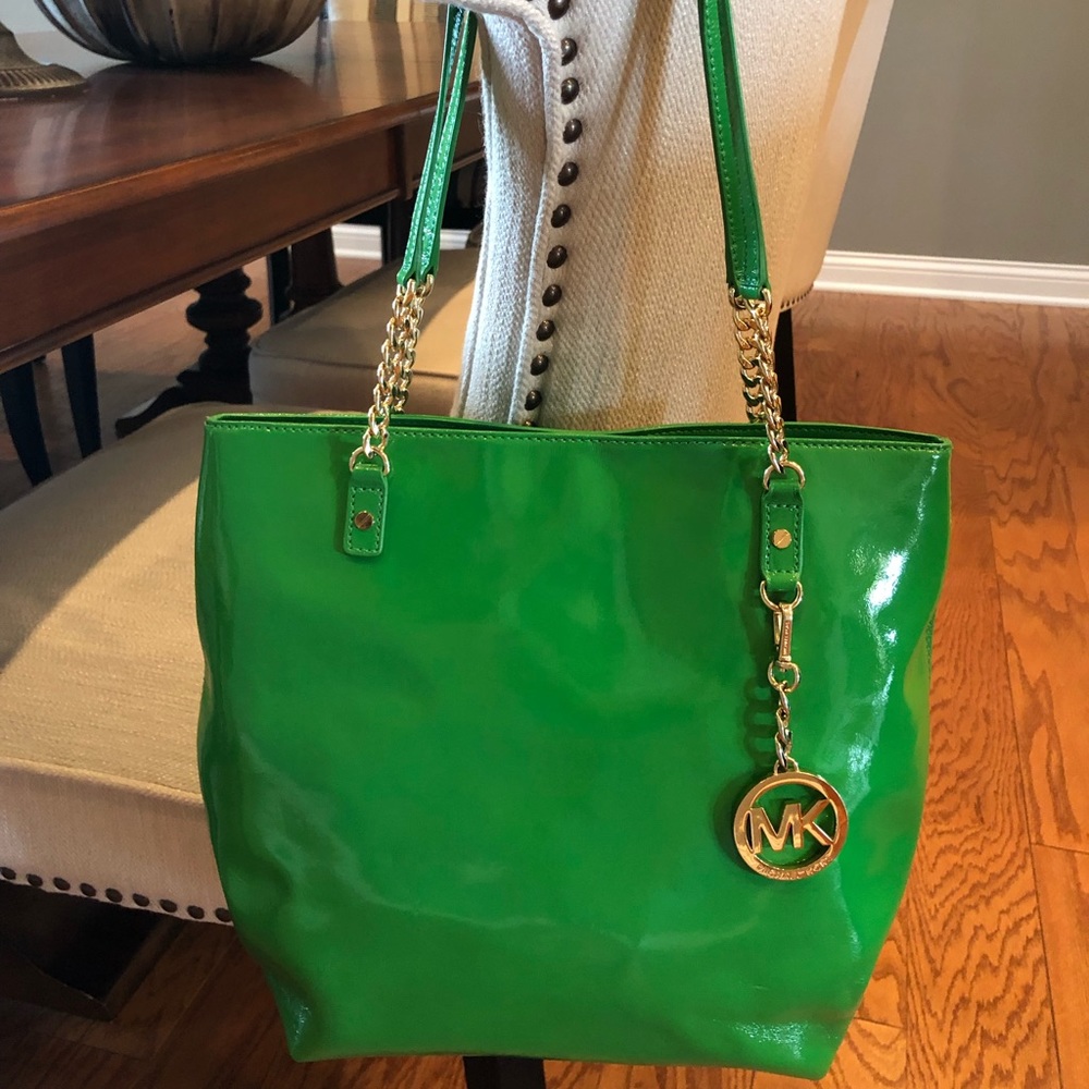 Michael Kors Handbag Purse Patent Leather Green